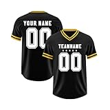 Personalisiertes American Football Trikot,Football Kostüm Individuell Bedruckt Namen Nummer & Logo,Individuelles Fußballtrikot Kinder/erwachsene Unisex Fußballtrikot Deutschland Tshirt(3-Black)