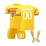 Generisch Barcelona 24/25/26 Personalisiert Fußball Trikot mit Eigenem Namen/Nummer für Herren/Kinder, Benutzerdefiniert Fussball Trikot Hose Socken S