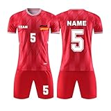 Fußballtrikot, Sportmannschaft, Training, Fußballuniformen, personalisiertes Namensnummer, Logo, Fußballtrikots für Kinder, Jugendliche, Herren, 4-rot, S