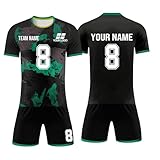 Generisch Personalised Fußball Trikot Erwachsener Kinder Football Spieltrikot Individuelles Namen Nummer Logo Fußballtrikots Herren T-Shirts Shorts Set Atmungsaktiv Jersey Anzug 7-2