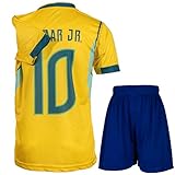 FRKN Trikot Brasilien Neymar Kinder Sonderausgabe Trikot mit Kurz, Fußball Trikot Set Jugendgrößen (Gelb 10,176)