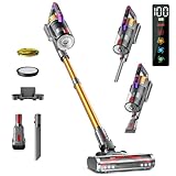 Kissof Akku Staubsauger, 45000Pa/550W/70 Mins Staubsauger Kabellos Mit Selbststehende Funktion, Anti-Tangle-Bodenbürste, Duftkarte, Hocheffizientes Hepa-Filtersystem für Hartböden Teppiche T