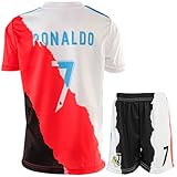 HUSSATEX Ronaldo Madrid Manchester Torino Trio Special Vintage Edition #7 Kinder Fußball Trikot & Shorts Geschenkset Jugendgrößen (Mix, 164)