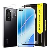 VSEER 2 Stück Schutzfolie für Panzerglas für Huawei P40 Pro 5G mit 2 Stück Kameraschutz, 3D Stoßfänger Dauerhaft Huawei P40 Pro Folie, HD-Klar Anti-Bläschen P40 Pro 5G Display