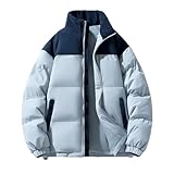 Generisch Herren Lightweight Steppjacke mit Stehkragen Urlaub Outdoorjacke Flauschige Wintermantel Klassisches Puffermantel Basic Übergangsjacke Modische Winterjacke Jogging Pufferjack