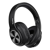 TuneFlux Bluetooth Kopfhörer Over Ear, 80 Std Akkulaufzeit, Kabellos Bluetooth Kopfhörer mit 3 EQ-Modi, HiFi-Stereo, Eingebautes Mikrofon, Faltbares Wireless Kopfhörer-Schw