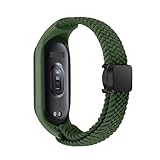 FFHDJL Geflochtenes Riemen für Xiaomi Mi Band 8 Elastic Nylon Solo Loop Verstellbares Uhrenband Magnetische Schnallenarmband für Miband 8 NFC Watchbands(Green,For Miband 7 6 5 4 3)