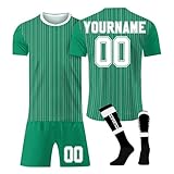 Football Trikot Personalisiert Trikot Kinder Erwachsene T-Shirt Shorts&socks 3 Teiliges Set,mit Team Name & Number Logo Sport T Shirts Sportkleidung Fanartikel Trik