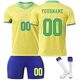 Personalisiert Fussball Trikot Kinder 2025/2026 Trikotset Home/Away Fußball Trikot DIY Name Nummer T-Shirt und Shorts Socken für Jungen/Erwachsene Fussball Geschenke Jung