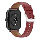 22mm Armbänder Kompatibel mit Amazfit Stratos 3 Leder Armband Hochwertige Vintage Leder Uhrenarmband für Herren Damen Eleganten Ersatz Lederband (Rot)