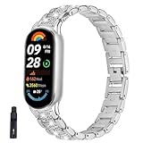 Bdsidy Metall Armband für Xiaomi Band8/Xiaomi Band 9/Xiaomi Band 10 Watch Strap, Edelstahl Ersatzband Wristband Bracelet, Ersatzarmbänder für Xiao mi Band8 9 10 Smartwatch Zubehör (Silber)