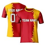 Fußball-T-Shirt für Herren/Kinder/Frauen – Spanien patriotische Fans Olympia-Trikot 2024 – personalisieren Sie Ihre eigene Teamnamennummer – Trikots Spanisches Turnier Footy Soccer, rot, 130
