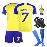 Fußball Trikot Kinder Set, 23/24 Heimtrikots/Auswärtstrikots Trikot Jungen,Fussball T-Shirt Shorts, Football socken, Knieschützer Set und Fußbälle Jersey Schlüsselanhäng