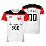 Personalisierte Fußball Trikot,Personalisierte Trikot mit Eigenem Namen & Nummer,Rot Weiß Retro Design T Shirt, Herren,Jugend,Damen Fußball Trikot - 100% Polyester, Atmungsak