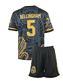 Mefstone Madrid Bellingham Dunkelblau Drachen Fußball Kinder Trikot,Spezieller Entwurf, Fussball, Limitierte Auflage, Beschränkte Auflage, Kommen Sie mit Shorts (Dunkelblau,140,Bell)