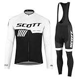 Tedila Radtrikot Langarm Herren Set Rennrad Trikot Fahrradtrikot Radsportanzüge mit 5D Gepolsterte Trägerhosen Frühling Herb