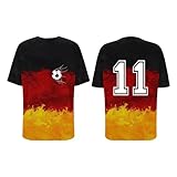 Herren T-Shirt EM 2024 Fußball Trikot Mit Nummer Tshirt Fanartikel T Shirts Für Herren Kurzarm Rundhals Cowboy Shirts for Men, Schwarz , XXL