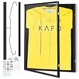 VEVOR Trikot-Vitrine 610 x 812 x 40 mm abschließbare Schattenbox für Sporttrikots mit 98% UV-Schutz PC-Glas und Kleiderbügeln, für Baseball- Basketball- Football- Hockey-Shirts und Uniformen schw