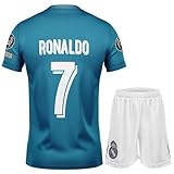 NIHMEX Madrid Nostalgie Blau #7 Final,Limitierte Auflage Trikot Fußball Neu Saison, Shorts Socken Jugendgrößen (Blau,140..)