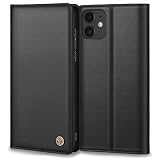 Handyhülle für iPhone 11, Premium Lederhülle Schutzhülle Tasche Mit Wallet Kartenfach Standfunktion Klappbar Flip Case, Schw