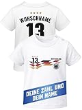 MoonWorks® Baby T-Shirt Fussball Trikot mit Name und Wunschzahl Deutschland EM 2024 personalisierbares Fanshirt Junge/Mädchen Weiss 80/86 (10-15 Monate)