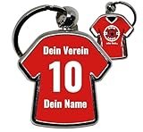 minifan Personalisierter Schlüsselanhänger Trikot Name, Nummer, Logo & Vereinsfarben | Geschenk für Sportler, Trainer, Kinder & Fans | Hochwertig gefertigt in D