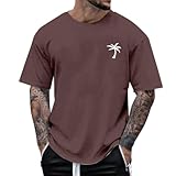 T Shirt Herren Oversized Kokosnussbaum Drucken Basic Shirts Rundhals Kurzarm Locker Geschnitten Streetwear Freizeit Oberteil Casual Shirt Cooles Design Sommer F