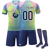 Generisch Barcelona 24/25/26 Personalisiert Fußballtrikots mit Eigenem Namen/Nummer, Benutzerdefiniert Fussball Trikot Shorts Socken Trainingsset für Herren/