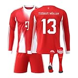 Bayern Langarm Trikot 25/26 Heim, #25 Müller Bayern Trikot Set mit Langarm-Shirt Shorts Socken Für Kinder/Herren/Damen,Geschenke Für Fußballfans,Atmungsaktiver S