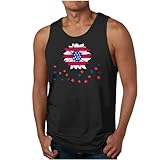 Ärmelloses T-Shirt für Herren, mit Flaggenaufdruck, schnell trocknend, atmungsaktiv, patriotische Weste, Fitness, Fitnessstudio, Muskelunterhemd, navy, S
