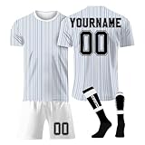 Personalisiert Fußball Trikot Custom Deutschland Fußballtrikot mit Eigenem Name Nummer Logo Anpassbarer Football Jersey Mit T-Shirt Shorts Socken Trainingsset Kinder Erwachsene,Black