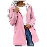 MJGkhiy Regenjacke für Damen, winddicht, lang, Wanderjacken, Trenchcoat, Regenschutz, mit Kapuze, Übergröße, leicht, Windjacke, Regen, Sport, Outdoor, Raincoat, Camping, Laufjacke, Rosa, L