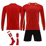 ywkiyrs Personalisiertes Fußballtrikot, Namensnummer, Logo, personalisierbar, Fußballtrikot, Shorts für Kinder, Jungen, Herren, Trainingsanzug, rot, XS,S,M,L,XL,XXL,16,18,20,22,24,26,28