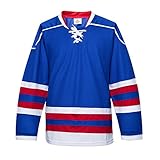 EALER Eishockey League-Sport-Trikot für Männer Training und Jungen, Erwachsene und Jugendliche - Blau - Larg