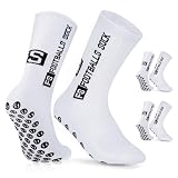 AVABEST Fussball Socken 2 Paar Grip Socken Fussball 35-39 für Damen Kinder und Teenager Fußballsocken Rutschfeste Sportsocken für Basketball Laufen Radfahren Tennis, Weiß