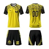 Generisch Dortmund 25/26 Trikot,Dortmund Personalisierte Trikot Set mit Eigenem Namen & Nummer, Fußball Geschenk Trikot Für Kinder/Herren/Damen, Atmungsak