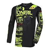 O'NEAL | Motocross-Shirt Langarm | MX MTB Mountainbike | Passform für Maximale Bewegungsfreiheit, Eingenähter Ellbogenschutz | Element Jersey Attack V.23 | Erwachsene | Schwarz Neon-Gelb | Größe L