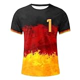 Deutschland Herren T-Shirt EM 2024 Fußball Trikot mit Nummer Tshirt Deutschland Fanartikel T-Shirts für Herren Kurzarm Rundhals Sommer, Retro Trikot Soccer Jersey EM 2024 T