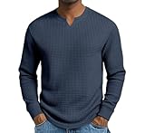 Langarm T-Shirt Herren Leichte Casual Atmungsaktiv Basic Shirt Klassisch Einfarbig Mode T-Shirts I-Navy 4XL