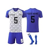 Generisch Personalise Herren Fußball Trikot Football Spieltrikot Individuelles Fußballtrikot Jersey Shorts Socken 3 Teilig Set Atmungsaktiv Trainingsanzug Schnelltrocknend Sportanzug 1-Orang