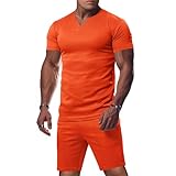 Trikot Set Herren Britisches Hemd Lässiger Sportanzug Business Kleidersack(Orange,3XL)