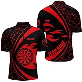 Outfitsuche Personalisierte Rote Flammen-Darts-Polohemden für Herren & Damen | Darts-Teamtrikot Leistungs-Darttrikot L0712