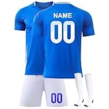 Personalisierbares Kinder Fußballtrikot Set 2024/2025 mit Namens-/Nummernaufdruck – T-Shirt, Shorts und Stutzen – Für Jungen und Mädchen Italien-Trik