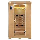Artsauna Infrarotkabine Oslo - Wärmekabine Vollspektrumstrahler für 2 Personen - LED-Farblichttherapie - Infrarotsauna 120x100 cm aus Hemlock