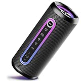 Bluetooth Lautsprecher mit Licht, Bluetooth 5.4 Musikbox, Dual Lautsprecher, Dualen Bass-Treibern, 30 Std Akku, IPX7 wasserdicht, TWS Paarung, AUX, TF Karte, Geeignet Outdoor/Party/Reisen, Schw