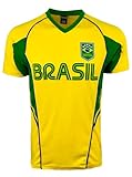Icon Sports Herren Brasil Performance Trikot Erwachsene Größen Brasilien Fußball Shirt Brasil Kurzarm Tee Shirt, gelb, XL