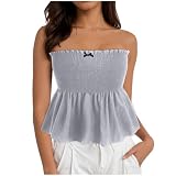 Generisch Schulterfrei Damen Petite Crop Top Tube Top Oberteile Elegant Bandeau Top Trägerlos Oberteil Party Tube Tops Casual Sommertop Sexy ärmelloses Casual für Party Club