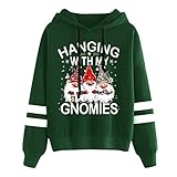 Generisch Damen-Sweatshirt Bedruckter GNOME-Weihnachtsärmel Top Lange Kapuzenpullover Sweatshirts für Damen Zidane Trik