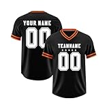 KONG JIMFAN Personalisiertes American Baseball Trikot,Individuell Bedruckt Namen Nummer & Logo,Football Trikot Kinder/Erwachsene Unisex Athletisch Kleidung Fußballtrikot Football(Saffron)