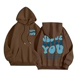 Damen Hoodies mit Buchstabendruck, langärmliger Hoodie mit Taschen Norwegen Trikot (Coffee, XL)